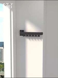 GB-STORE [100% ORIGINAL] Aluminum Wall-Mounted Space Saving Indoor Laundry Room Clothes Rod Folding