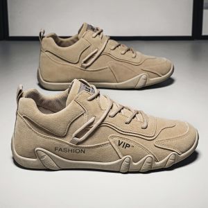 Mens round Toe Casual Shoes Artificial Leather Flat Heel Korean Style Leisure Bean Shoes Breathable Comfortable Rubber Sole