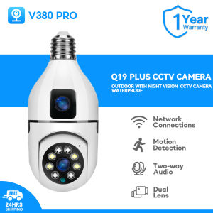V380 PRO Q19 Plus Dual Lens Full HD PTZ CCTV Camera Light Bulb Indoor And Outdoor Waterproof 360° Wireless Led Bulb Smart Cctv Camera Night Vision Two-Way Audio Wireless Wifi Camera Connect Cellphone Remote Surveillance Camera