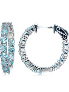 Natural Gemstones 925 Silver Earrings Pair Topaz Olive Stone Garnet Red Green Blue Colorful Jewelry Hoops for Women