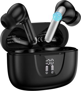 Hybrid Active Noise Cancelling Wireless Earbuds with 4 Mics AI Clear Call Ear Buds 36H Playtime with LED Display ANC Ear buds