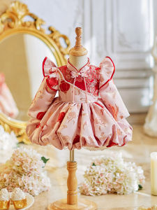 Pink Birthday Princess Dress Baby Girl One Year Old Ceremony Clothes New Chinese Style Tang Suit Spring Autumn Seasonal Wear