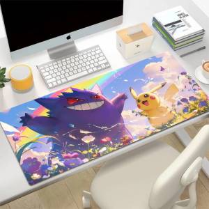 Bandai | Pokemon Pikachu Gengar Gaming Mousepad Large Rubber Desk Mat With 2MM Lock Edge For PC