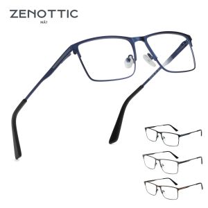 ZENOTTIC Nam Hợp Kim Titan Kính Quang Học Gọng Siêu Nhẹ Thời Trang Nam Vuông Không Đơn Thuốc Kính Mắt Kim Loại