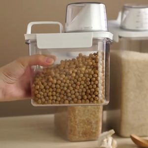 กล่องเก็บพร้อมฝาปิดผนึก เก็บอาหารแห้ง ข้าวสาร อาหารสัตว์เลี้ยง กล่องเก็บอาหารแห้ง พร้อมถ้วยตวง กล่องสูญญากาศ ปิดสนิท