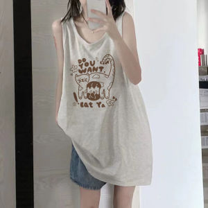 Pure Cotton Sleeveless Tank Top Womens Summer Loose Hanging Neck Shirt Basketball Uniform Style Casual Loose Fit Vest