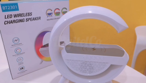 ORIGINAL BT2301 3 IN 1 15W Wireless Charging + FM Radio + LED Desk Lamp Bluetooth Speaker | Answer the phone | 360° degrees HiFi Stereo Sound | App Control