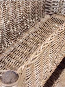 Natural Rattan Wall Hanging Storage Shelf 2 Tiers Wood Open Shelf for Bathroom&Bedroom