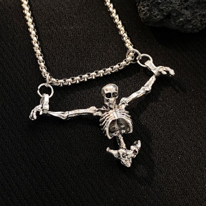 2024 Halloween Gifts Punk Style Skull Pendant Necklace Men Hip Hop Jewelry Subculture Gothic Girl Skull Pendant Necklace Accessories