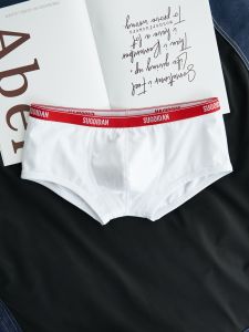 Men Underwear Boys Boxers Pure Cotton Sports Breathable and Simple Pure Color Youth Low Waist U Convex Boxer Shorts