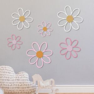 7Pcs Flower Wall Decoration Wooden Flower Cutout Rustic Flower Wall Art Ornament for Home Farmhouse Living Room Bedroom