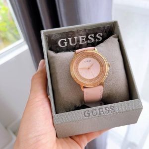 นาฬิกาผู้หญิงSparking Pink ตัวเรือนสเตนเลสพิงค์โกลด์ สายหนังชมพู หน้าปัด 36 มิล