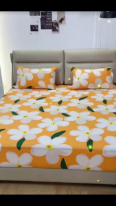 3 in 1  Bed sheet Cotton Full Garterized Fitted Bedsheet with 2 pcs Pillow case