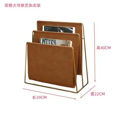 Nordic Style Iron Art Solid Wood Magazine Rack Book Newspaper Stand American Miscellaneous Storage Shelf Vintage Floor Small Bookcase