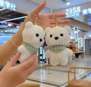 PDพวงกุญแจหมีน่ารัก - ตุ๊กตาขนปุยตกแต่งสุดเก๋