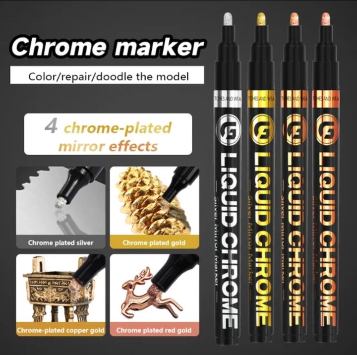 Gold Chrome Metallic liquid mirror marker size: 2mm Permanent