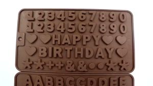 BIG MOM Cetakan Coklat Huruf Cetakan Coklat Angka Cetakan Coklat - Cetakan Coklat Es Batu Jelly Angka + Huruf Set Silicone Food Grade - Happy Birthday Cetakan Coklat Bahan Cetakan Silikon Cetakan Sillicone