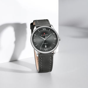 NAVIFORCE Original Mens Simple Quartz Watch Genuine Leather Strap 30m Waterproof Calendar Daily Casual Mens Watch Gift NF9272L