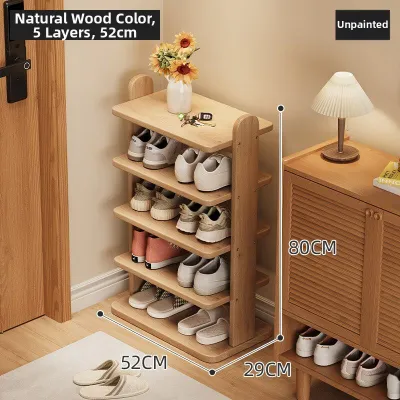 Space Saving Small Apartment Entry Narrow Wood Shoe Rack