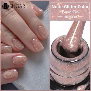 UR SUGAR 7.5ml Nude Glitter Color Base Gel Nail UV Polish Nude Sparkling Glitter Semi permanent Varnishes Soak Off UV LED Nail Art Self-leveling Gel