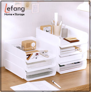 Lefang Office Desktop Table Stackable Desktop Letter Tray A4 Paper Document Tray Organizer Plastic Desk File Rack for Magazine Receipts