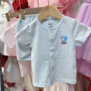 Bộ thun ngắn tay mặc nhà cho bé Đồ bộ cộc tay mặc nhà siêu mềm mát cho bé sơ sinh