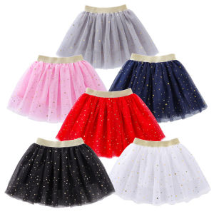 Childrens Skirts For Girls Summer Cotton Lace Baby Mini Tutu Skirts Stars Glitter Dance Sequin Birthday Party Skirt for Kids