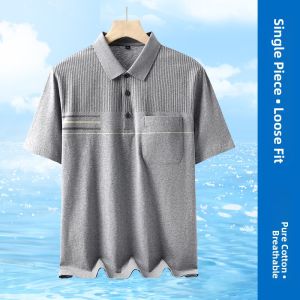 TIANJIANG | Pure Cotton Summer Short Sleeve Loose T-Shirts and Polo Shirts for Middle-aged and Elderly Men