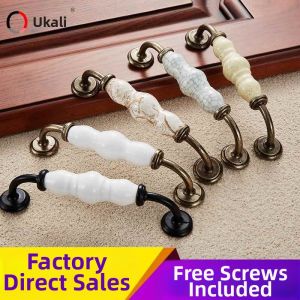 Ceramic Zinc Alloy Black and White Gourd Shaped Furniture Hardware Handle