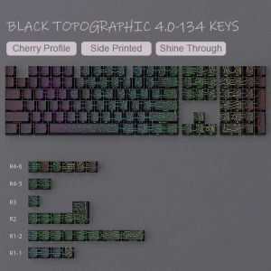 Cherry Profile PBT Double Shot Keycaps Blackberry Topographic 4.0 Side Print RGB Backlit Keycaps for MX Switches Gaming Keyboard
