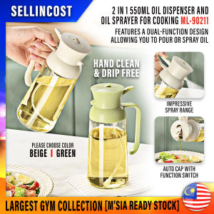 SellinCost 2in1 GLASS Oiler Spray Oil Bottle Vinegar Dispenser 550ml BBQ Cooking Oil Sprayer Dispenser Bottles Botol Minyak Masak Dapur Kitchen 便携式喷油瓶 ML-90211