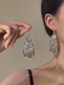 Dai Girl New Chinese Style National Style Earrings Female Antique and Ethnic Style Tassel with Cheongsam Han Dynasty Earrings Fashion
