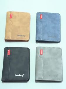 New Casual Two-Fold MenS Wallet Matte Pu Card Holder Simple Vertical ID Card Case Small Money Clip For Men