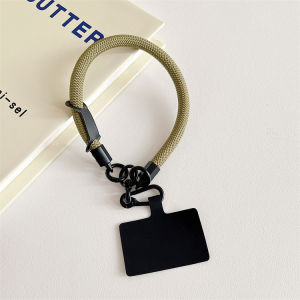 High-End Cool 10mm Thick Pure Color Short Hand Rope Mobile Phone Case Universal Anti-Loss Black Card Key Holder for Phones