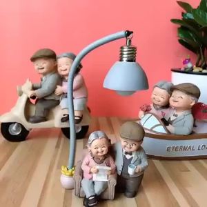 Creative Elderly Couple Figurine Home Decor Wedding Anniversary Gift Resin Sculpture Southeast Asia Style Living Room Decor
