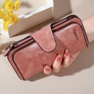 Mens long zipper wallet high-quality Pu leather wallet Mens business handbag credit card holder wallet Mens