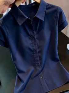 NUMEN BUTTON | Plus Size College Style Polo Collar Slimming Summer Short Sleeve Shirt