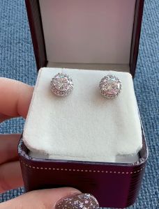 JJ ต่างหูเพชรโมอีส 1 กะรัต น้ำ D-VVS1 เงินแท้ 92.5% -A2455