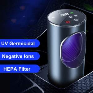 Negative Ion Air Purifier Vehicle Odor Removal UV sterilization PM2.5 Air Quality Monitoring Hepa Filter Smoke Cleaner for Cars