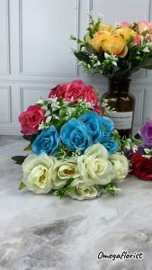 Rose Mangkok Garis / Bunga Artificial / Bunga Plastik / Bunga Dekorasi / Dekorasi Pernikahan / Pernikahan