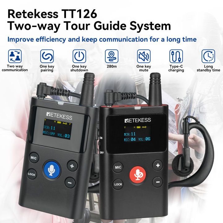 Retekess TT126 Two-way Tour Guide Audio System, Separate Transmitter ...