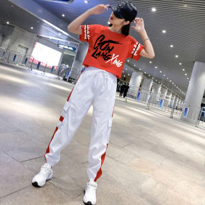 Shuffle Dance Clothing New Exercise Outfit Fashion Dancing Square Dance Fashion Brand Loose Casual Two-Piece Suit Womens Summer