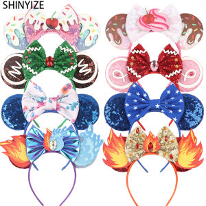 Disney | Cute Cartoon Cosplay Water Fire Element Mouse Ears Hairband 5" Bow Headband Kids Festival Party DIY Hair Accessories Mujer Gift
