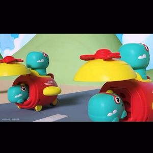 【S.mart】Dino pop-up Inertial helicopter toy car with ejection sub-car