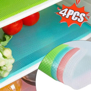 4PCS Refrigerator Mats Refrigerator Liners Refrigerator Pads Shelf Mats Washable Fridge Liners Drawer Table Placemats