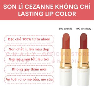Son Lì Cezanne Lasting Lip Color Nhật Bản Chì Mềm Không Bọt Màu Cam Đỏ/Đỏ Cherry Chất Lì Tự Nhiên Giữ Màu An Toàn