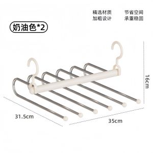 Magic Foldable Pants Hanger Multi-Layered Seamless Home Use Wardrobe Storage Organizer Tool Metal Material Fixed Clamp Type