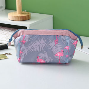 Large Capacity Portable Womens Makeup Bag Travel Cosmetic Toiletry Storage Organizer Nylon Plant Floral Print Fashionable