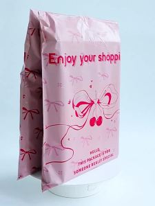 Túi Chuyển Phát Nhanh Màu Hồng Có Nơ Dễ Thương Chất Liệu PE Tự Dính Phong Bì Đựng Giày Túi Đóng Gói Gửi Hàng Để Lưu Trữ Và Giao Hàng