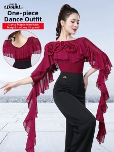 DANBAOLUO | Red Elegant Dance Top Women Ballroom Dancing